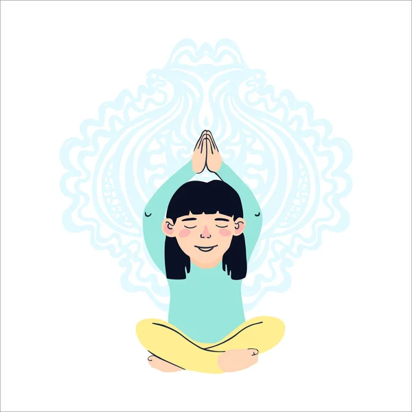 Illustrations of little girl doing yoga — 图库矢量图片