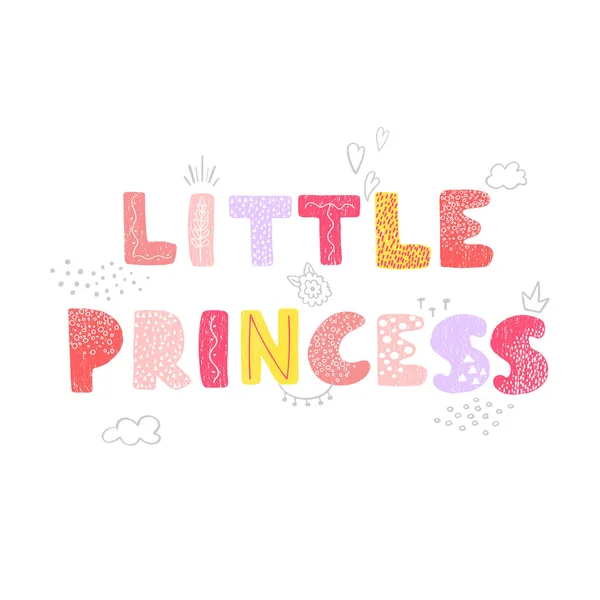 Bird and hand drawn lettering - Little princess — 图库矢量图片