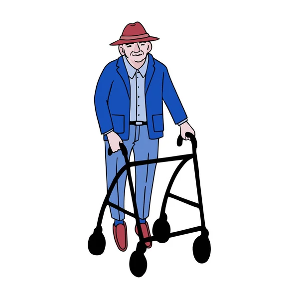 Viejo caminando con rollator — Archivo Imágenes Vectoriales