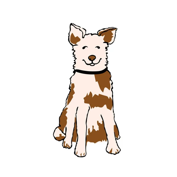 犬のイラストは、所有者を待って座って — ストックベクタ