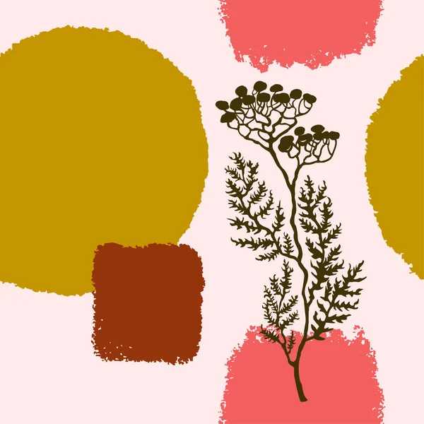 Soyut şekilleri ve bitkilerin çizimi ile kusursuz desen — Stok Vektör