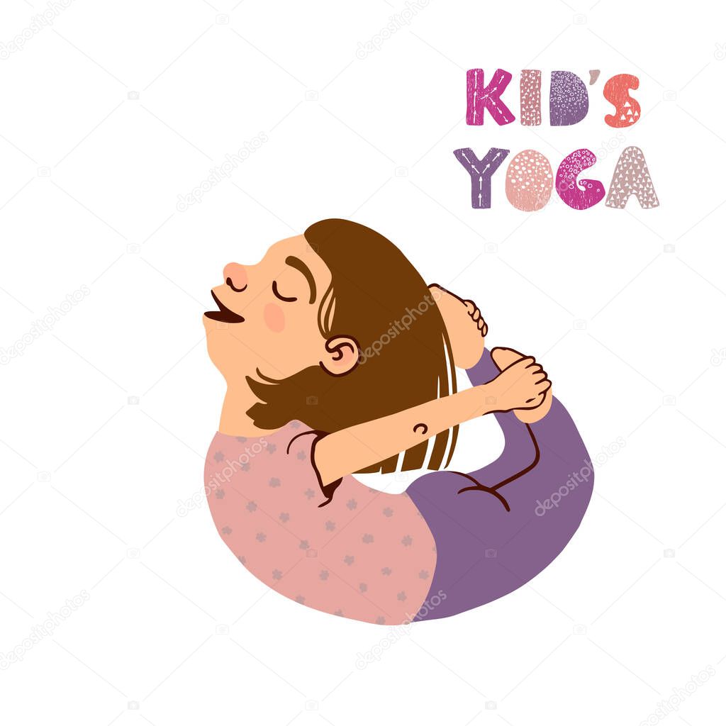 Illustrations of little girl doing yoga
