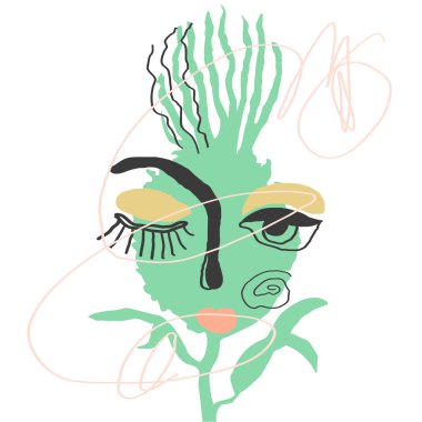 Resimli kolaj portresi olan modern poster