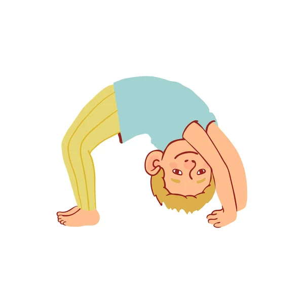 Ilustrasi anak kecil melakukan yoga - Stok Vektor