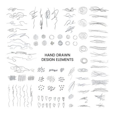 Karalama soyut illüstrasyonları ile vektör seti