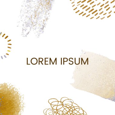 El çizimi altın çerçeve şablonu soyut