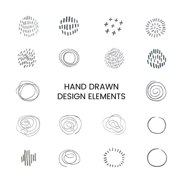 Vector set with doodle abstract round illustrations