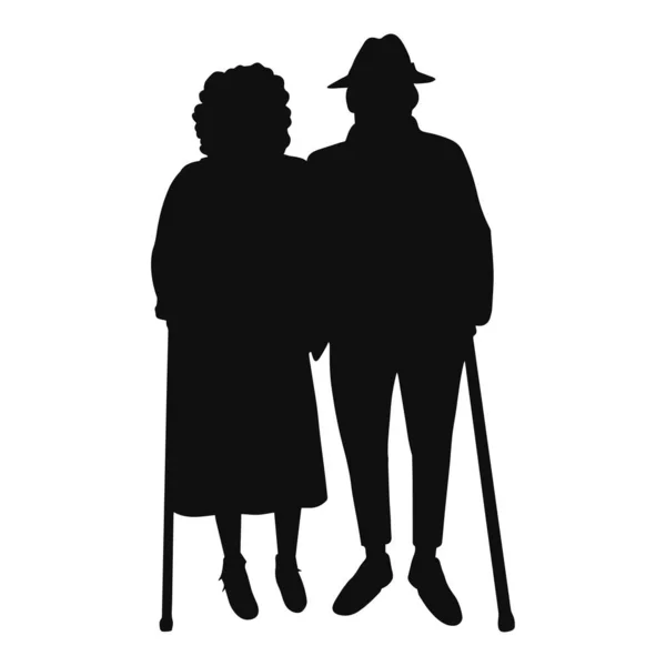 Gelukkig stel bejaarden die lopen — Stockvector