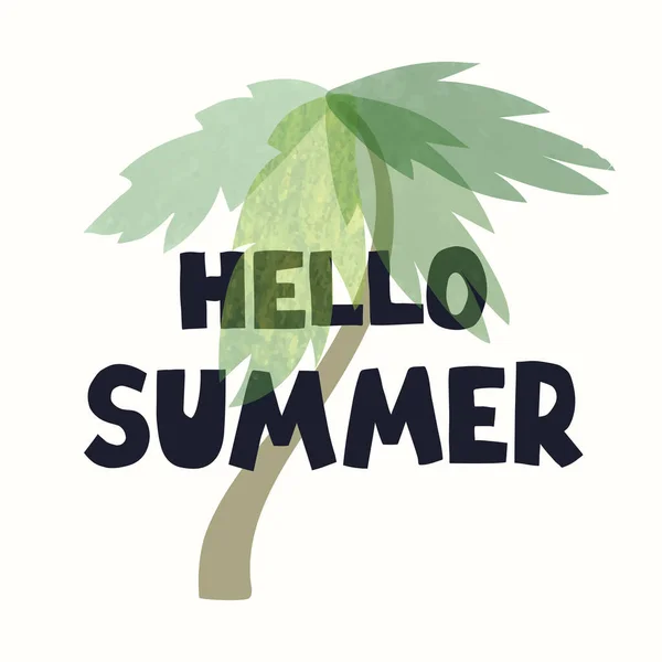 Hello Summer - zábavný ručně kreslený plakát s nápisem — Stockový vektor