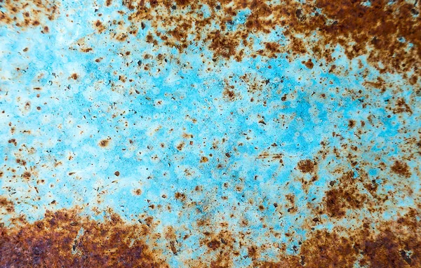 Velho grunge vintage fundo: superfície de metal enferrujado com pai azul — Fotografia de Stock