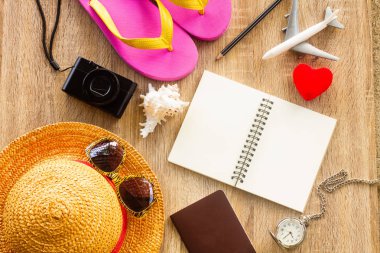 Seyahat planı, tatil, turizm modeli - Gezgin kıyafeti.