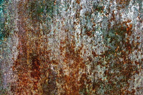 Hrubá Otlučená Zelená Barva Textury Rezavém Kovovém Povrchu Škrábanci Důlky — Stock fotografie