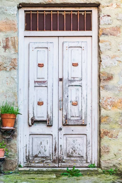 Włochy Sycylia Prowincja Palermo Pollina Stare Drewniane Drzwi Kamiennym Budynku — Zdjęcie stockowe