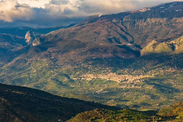 Italy, Sicily, Palermo Province, Pollina. View of the Madonie mountain range and Madonie Regional Natural Park, part of the UNESCO Global Geoparks Network.