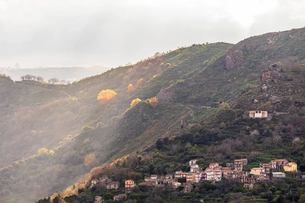 Włochy Sycylia Prowincja Mesyna Francavilla Sicilia Widok Zalesione Wzgórza Wokół — Zdjęcie stockowe