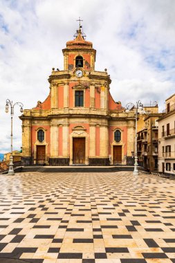 İtalya, Sicilya, Enna Eyaleti, Centuripe. Ayin Kilisesi 'nin dışı, Chiesa Sacramento..
