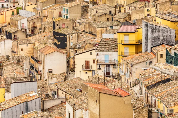 Italy Sicily Province Palermo Prizzi View Homes Buildings Ancient Hill Stock Image