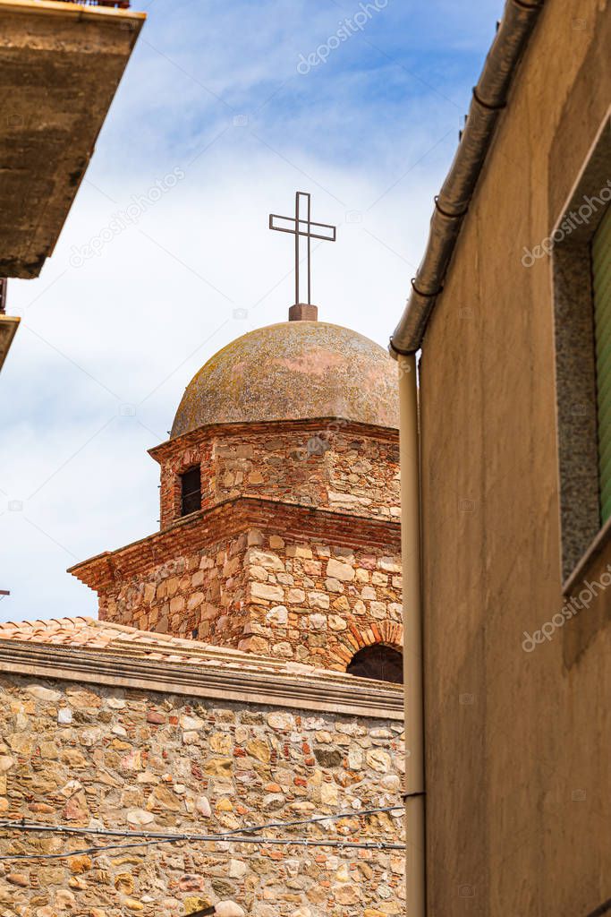 Italy, Sicily, Messina Province, Caronia. The dome of a small church in the medieval hilltop town of Caronia.