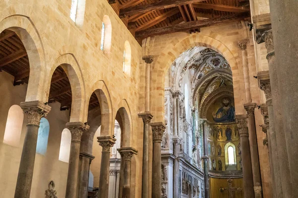 Italie Sicile Province Palerme Cefalu Avril 2019 Vue Intérieure Cathédrale — Photo