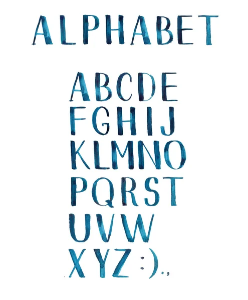 Watercolor blue  alphabet — Stock Photo, Image