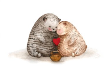 Aşık suluboya ayılar