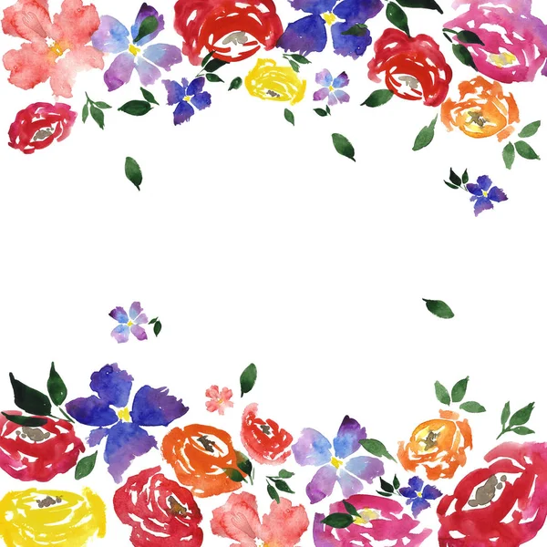 Flower border on white background