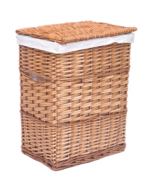 Natural wicker laundry basket — Stock Photo, Image