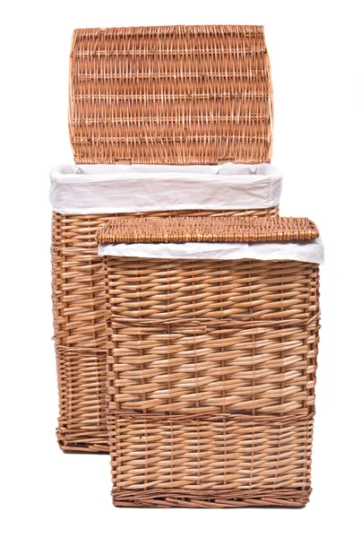 Natural wicker laundry basket — Stock Photo, Image