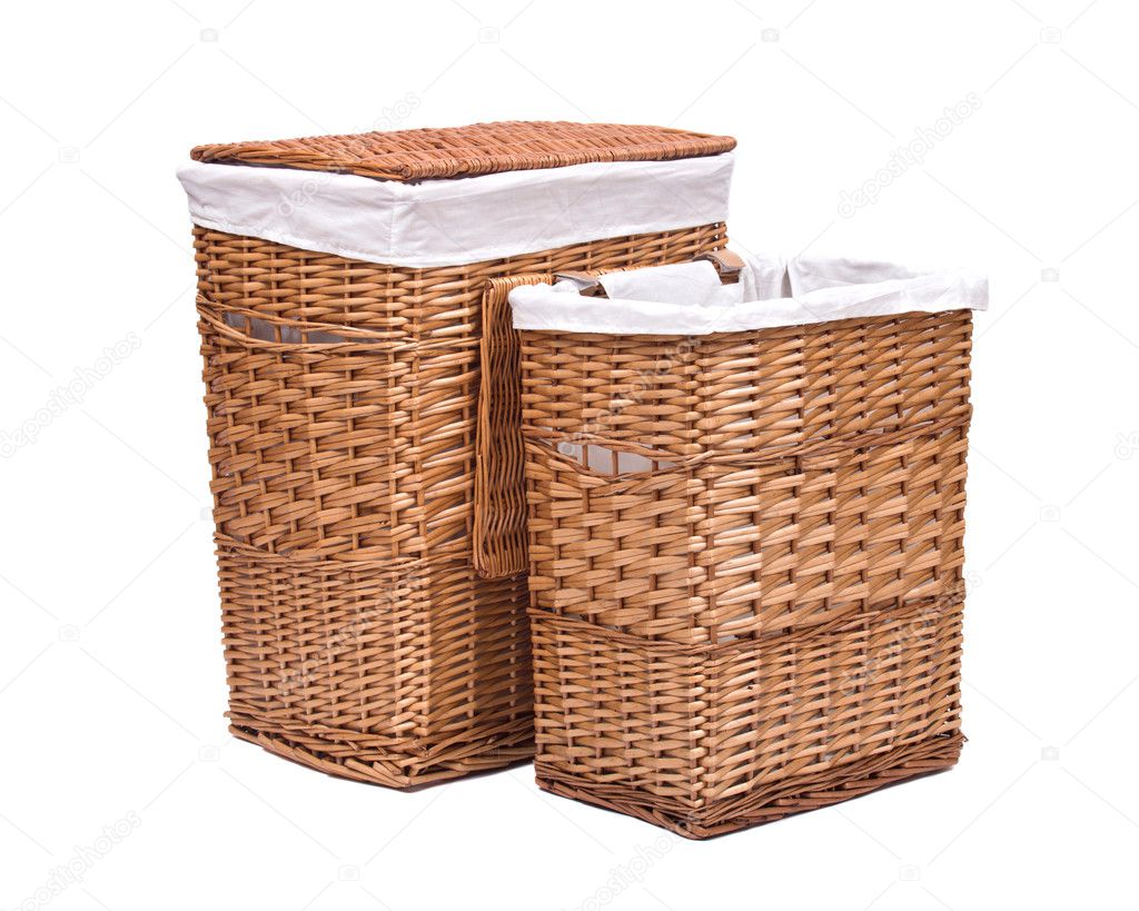 Natural wicker laundry basket