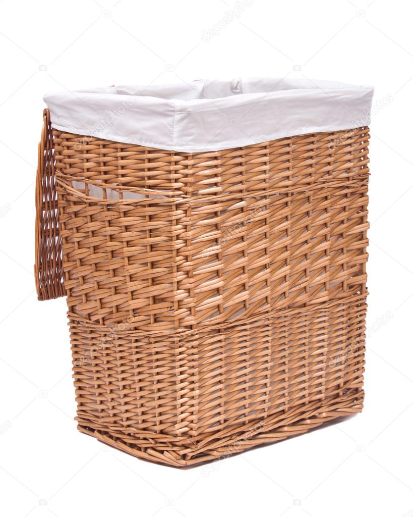 Natural wicker laundry basket