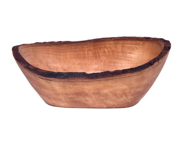 Olive wood vågiga rim skål — Stockfoto