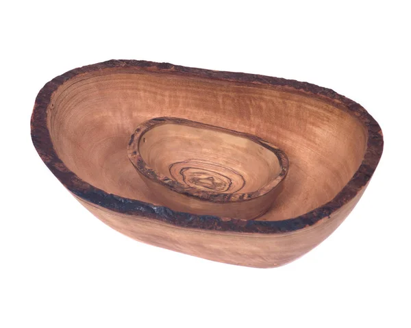 Olive wood vågiga rim skål — Stockfoto