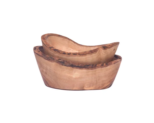 Olive wood vågiga rim skål — Stockfoto