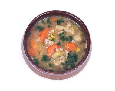 Tavuk, arpa ve sebze çorbası