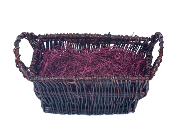 Empty wicker basket for gifts — Stock Photo, Image