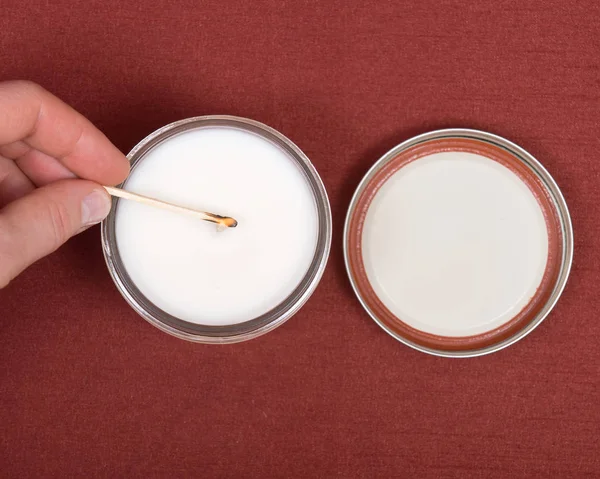 Candela di soia in vaso di vetro — Foto Stock