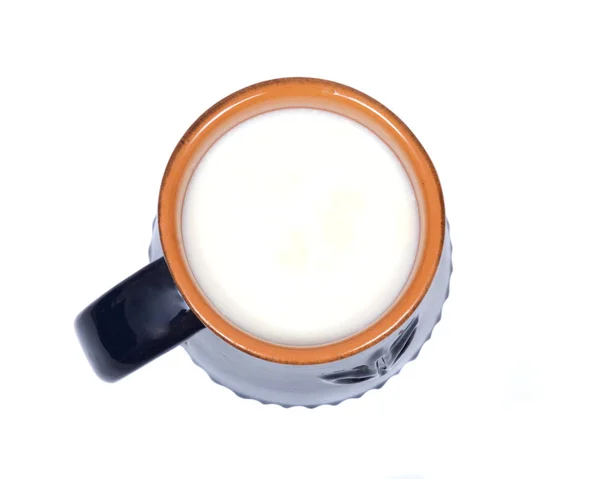Creme de leite integral orgânico superior em copo de cerâmica — Fotografia de Stock