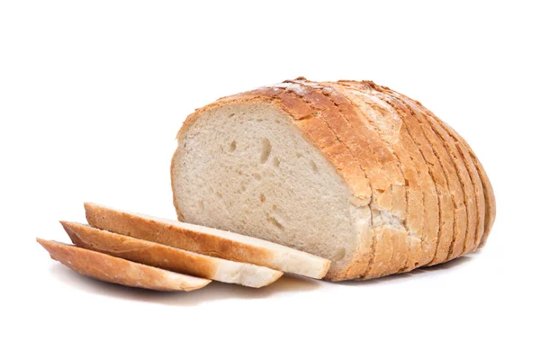 Fatiado estilo crosty país rodada pão francês orgânico — Fotografia de Stock