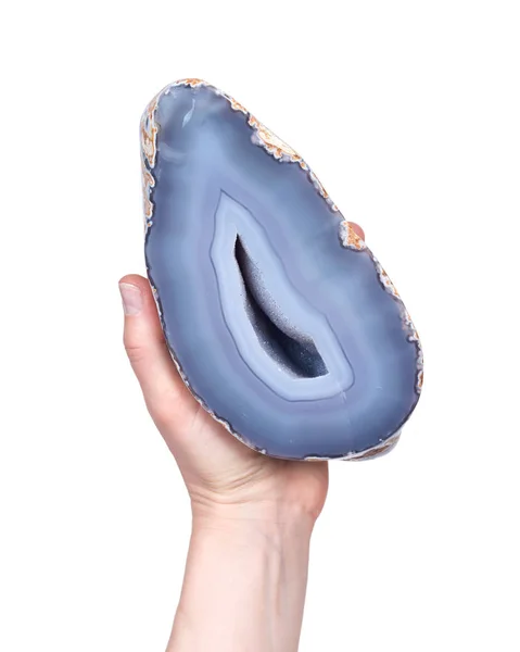 Teilweise polierte blaue Spitzenachat-Geode — Stockfoto
