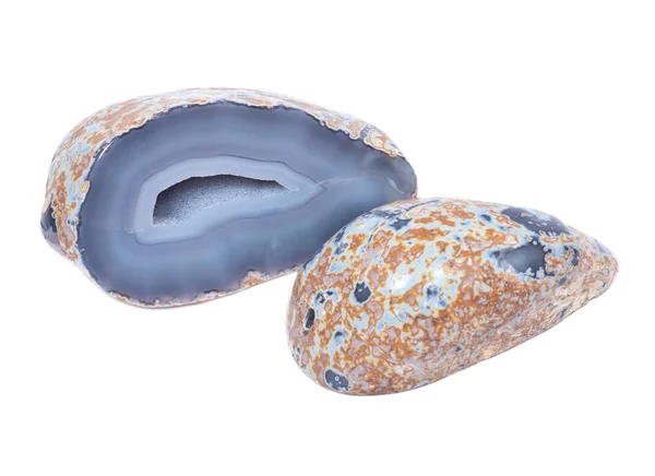 Részben polírozott kék csipke Achát geodéziai — Stock Fotó