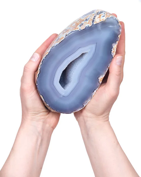 Partially polished blue lace agate geode — Stock Image Partially polished blue lace agate geode Royalty Free Stock Photos