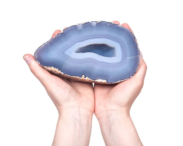Partially polished blue lace agate geode — Stock Image Partially polished blue lace agate geode Stock Image
