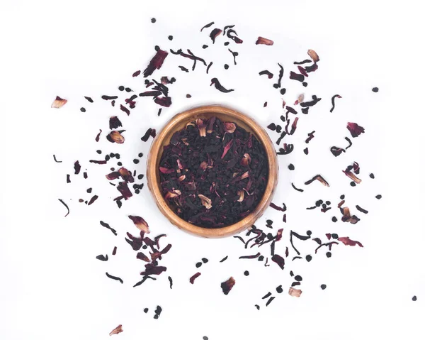 Vahşi berry yaprak hibiscus ahşap kase