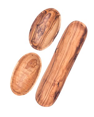 Uzun zeytin ahşap plaka ve kase