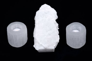 Beyaz Meksikalı balık kuyruğu selenit ve selenit silindir TEALIGHTLIK