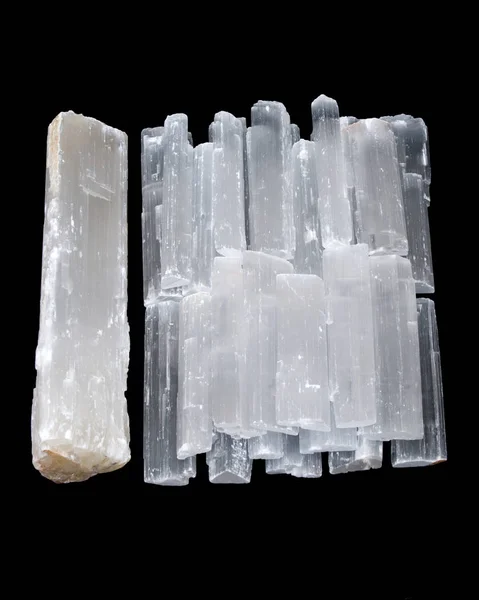 Natural white selenite rods — Stock Photo, Image