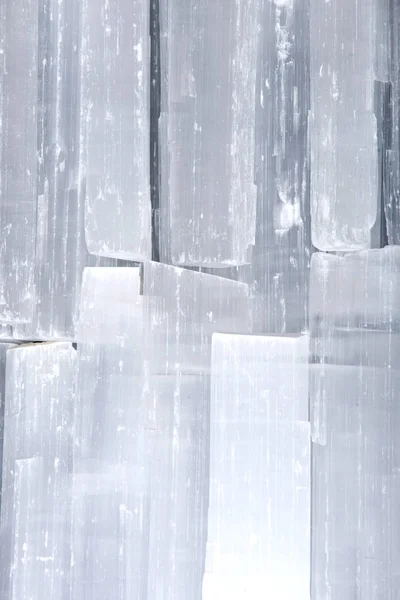 Natural snow white transucent selenite rods — Stock Photo, Image