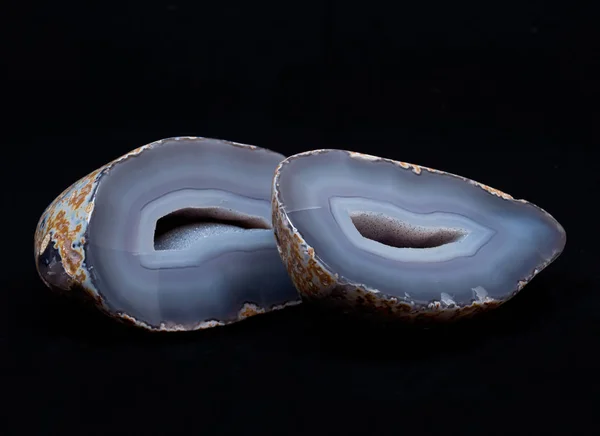Részben polírozott kék csipke Achát geodéziai — Stock Fotó