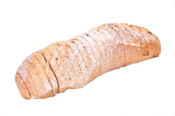 無愛想なチャバタ イタリアの有機パンをスライス — ストック写真