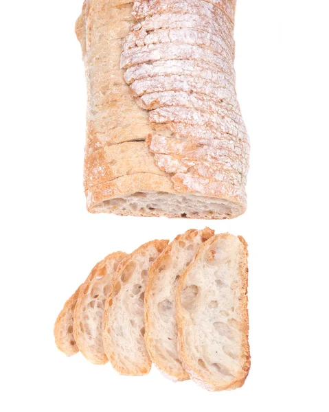 피 각 질의 ciabatta 유기 이탈리아 빵을 슬라이스 — 스톡 사진